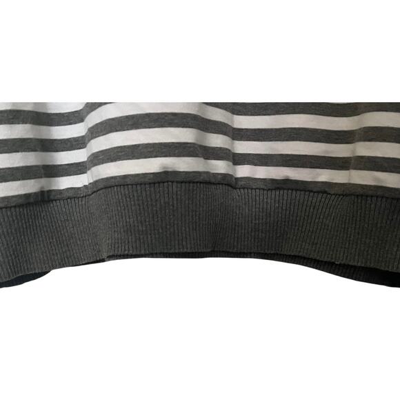 C.D. DANIELS LONG RAGLAN SLV ROUND NECK TOP, WOMENS, 2X, GREY & WHITE STRIPES - Picture 9 of 11